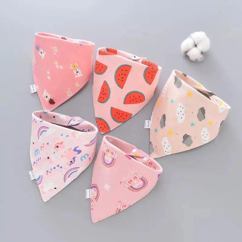 5Pcs/Set Baby Bibs Triangle Double Cotton Bandana - Baby World