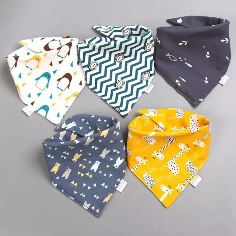 5Pcs/Set Baby Bibs Triangle Double Cotton Bandana - Baby World