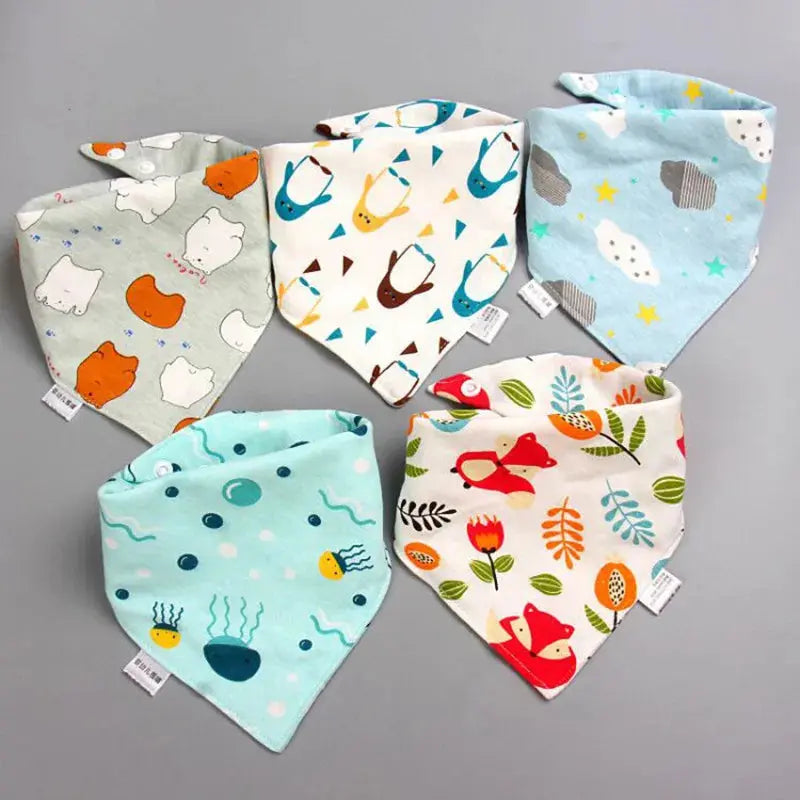 5Pcs/Set Baby Bibs Triangle Double Cotton Bandana - Baby World