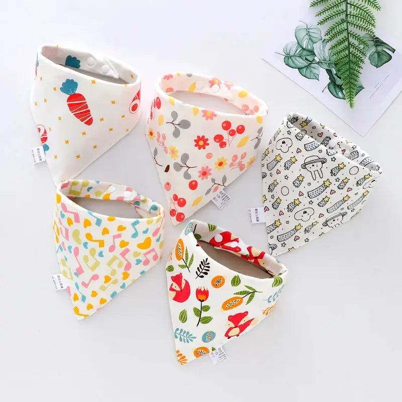 5Pcs/Set Baby Bibs Triangle Double Cotton Bandana - Baby World