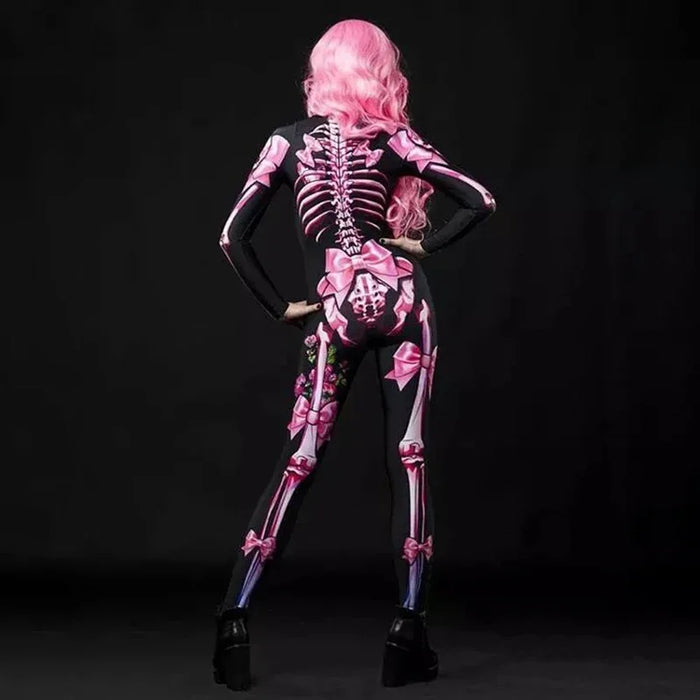 Rose Skeleton Adult Kids Scary Costume Halloween Dress Cosplay Sexy Jumpsuit Carnival Party Baby Girl Rompers Day of The Dead