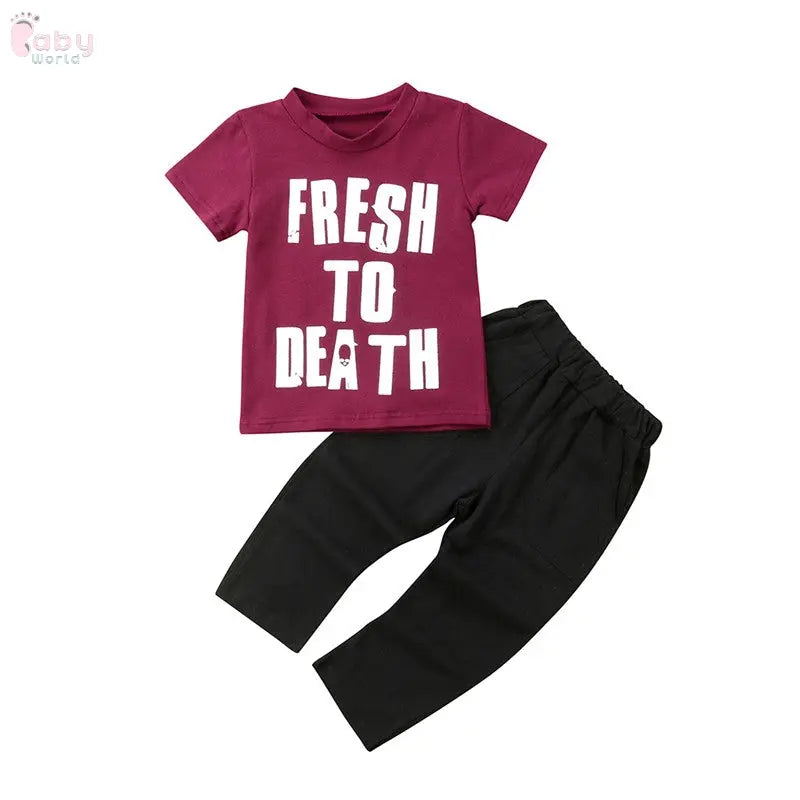 Summer Baby Boy Short Sleeve Top T-shirt Pants Trousers 1-6Y Baby World