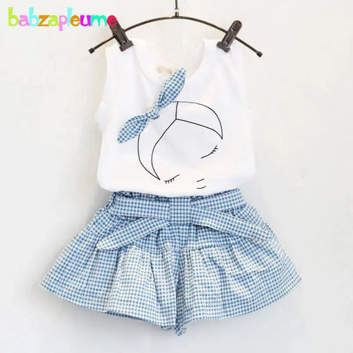 Summer Baby Girls Clothes Toddler Clothing Vest+Shorts 2PCS set Children Girls Costume 0-7Year Infant Outfits kidswear BC1152 Baby World