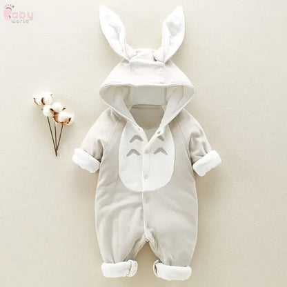 The new cotton padded cotton baby romper thickened chinchilla hooded cotton baby Onesies newborn go climbing clothes Baby World