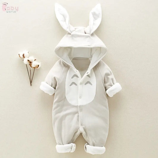 The new cotton padded cotton baby romper thickened chinchilla hooded cotton baby Onesies newborn go climbing clothes Baby World