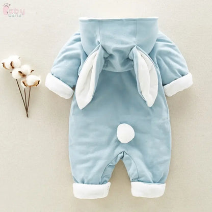 The new cotton padded cotton baby romper thickened chinchilla hooded cotton baby Onesies newborn go climbing clothes Baby World