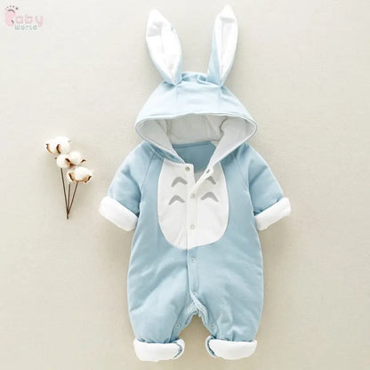 The new cotton padded cotton baby romper thickened chinchilla hooded cotton baby Onesies newborn go climbing clothes Baby World