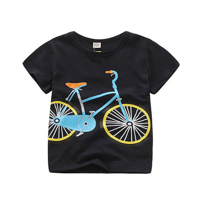 V-TREE Summer Baby Boys T Shirt Cartoon Car Print Cotton Tops Tees T Shirt For Boys Kids Children Outwear Clothes Tops 2-8 Year - Baby World