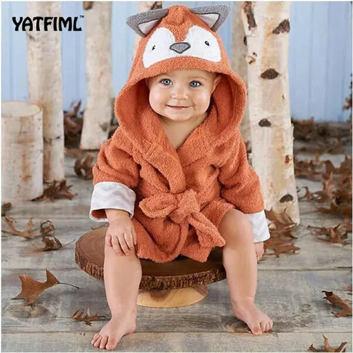 YATFIML Children Robes Flannel Pajamas Baby Bathrobe Kids Home Wear Baby Hooded Bathrobe Bath Towel Bath Terry Bathing Robe - Baby World